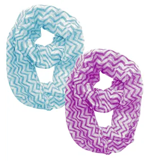Teal Purple Peach Couture Beautiful Classic Lightweight Sheer Chevron Infinity Loop Scarf