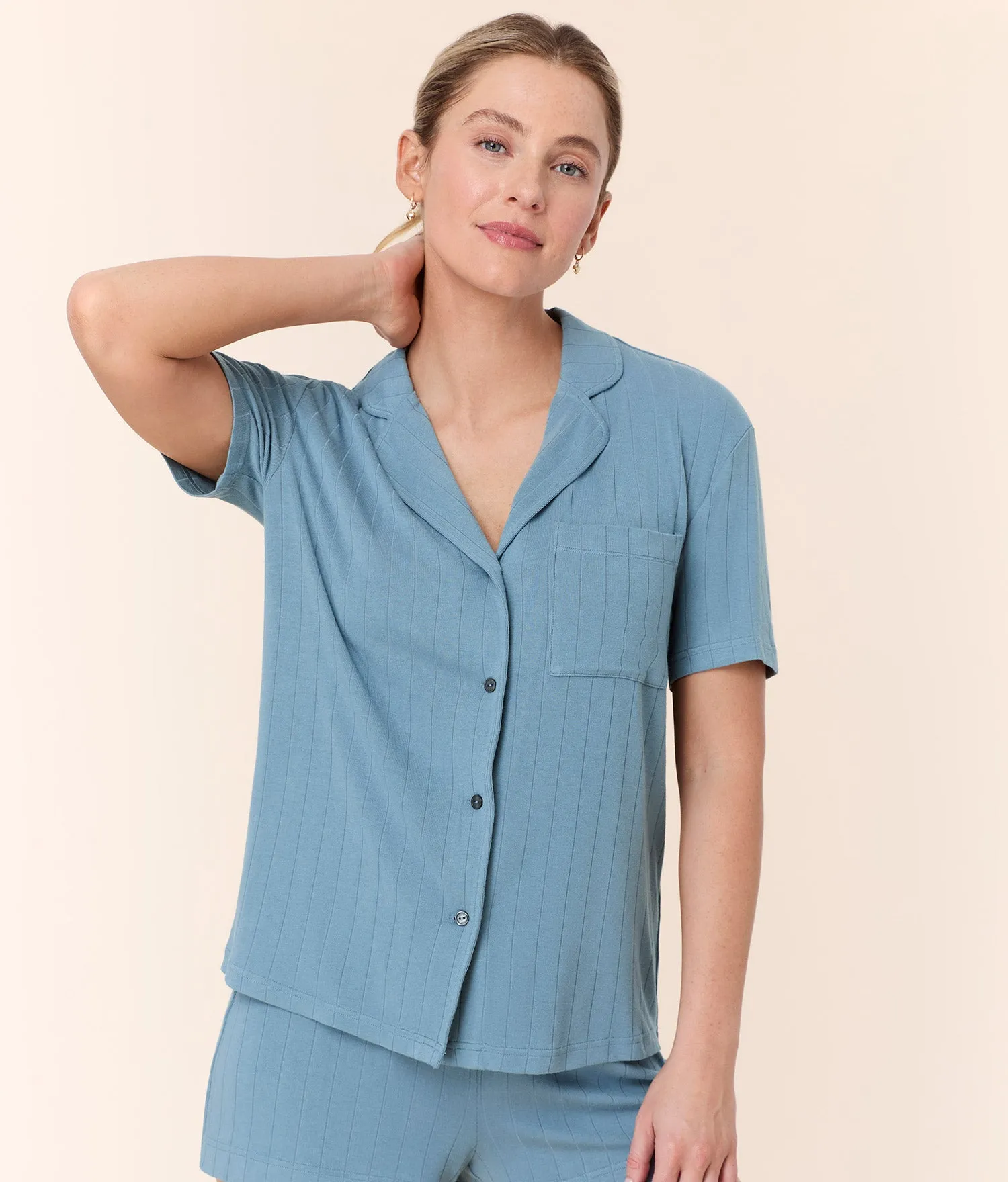 The Short Sleeve Button Up - Wide Rib - Infinity