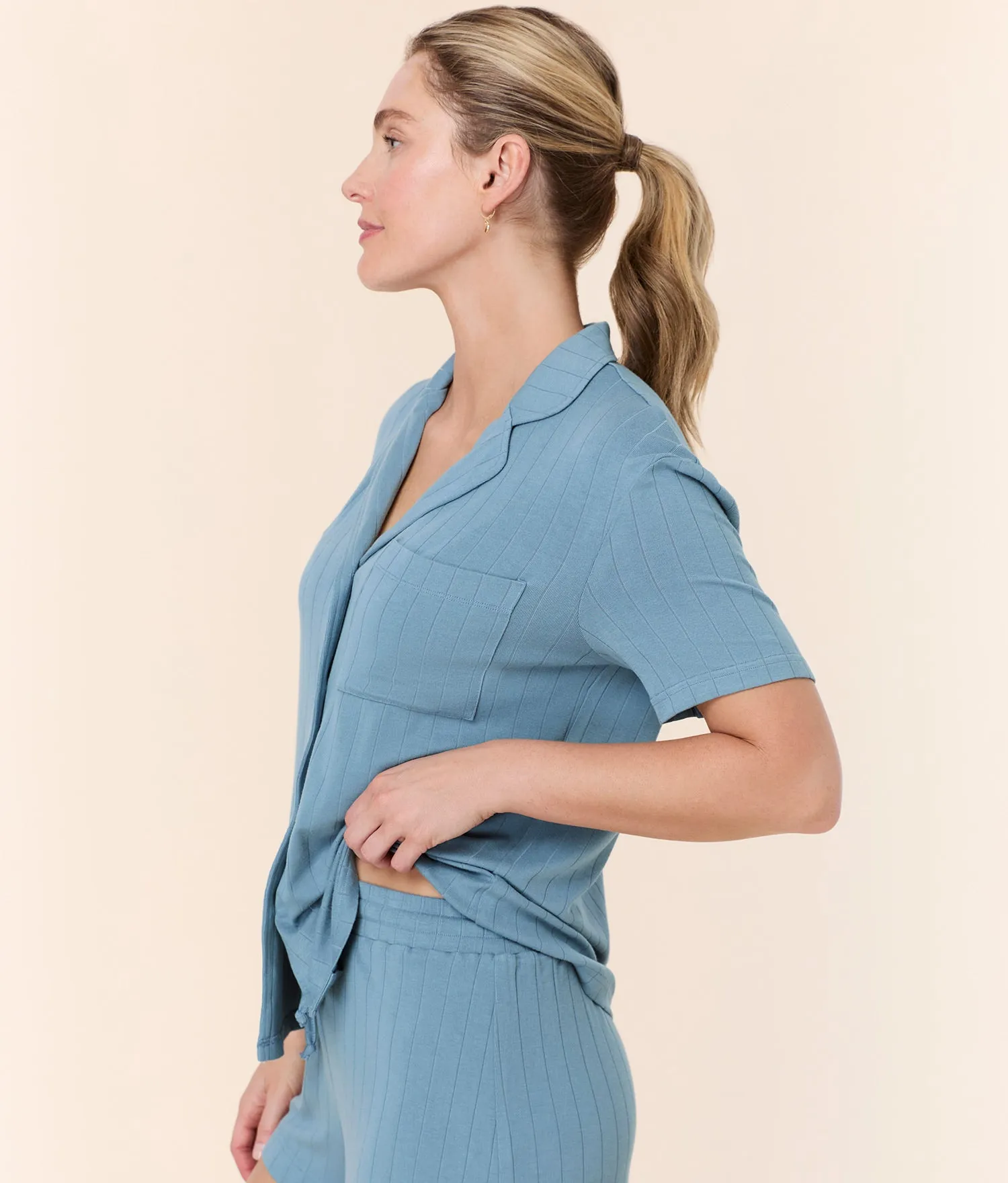 The Short Sleeve Button Up - Wide Rib - Infinity