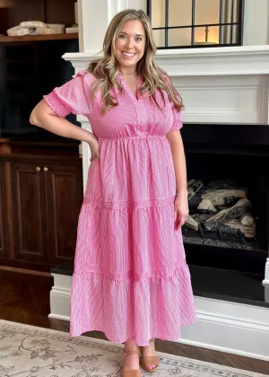 THML Striped Tiered Maxi Dress