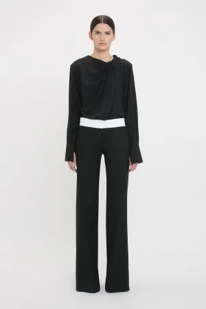 Twist Detail Scarf Top In Black