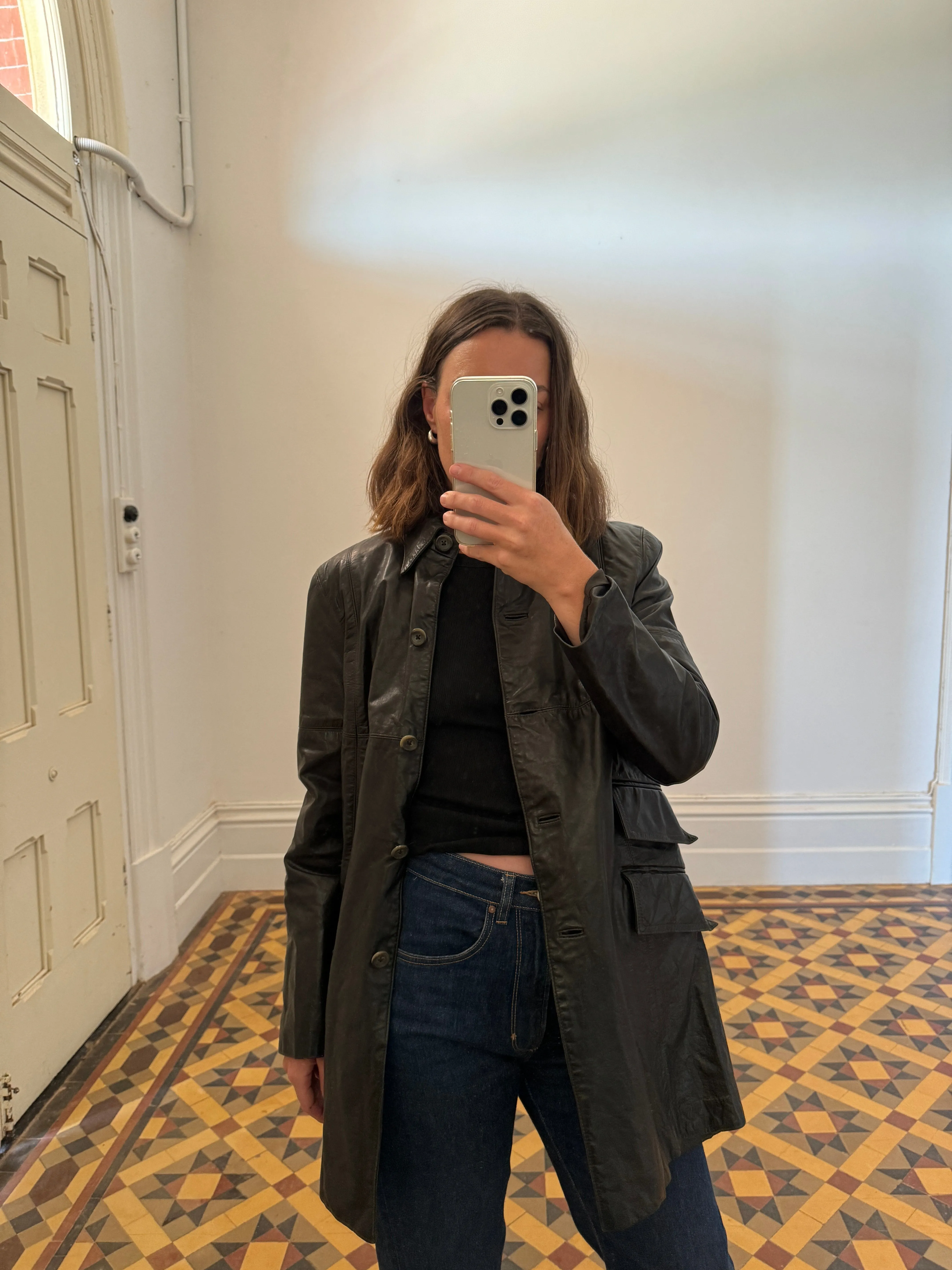 Vintage 90s Leather Coat