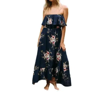 Vintage Floral Print Maxi Dress