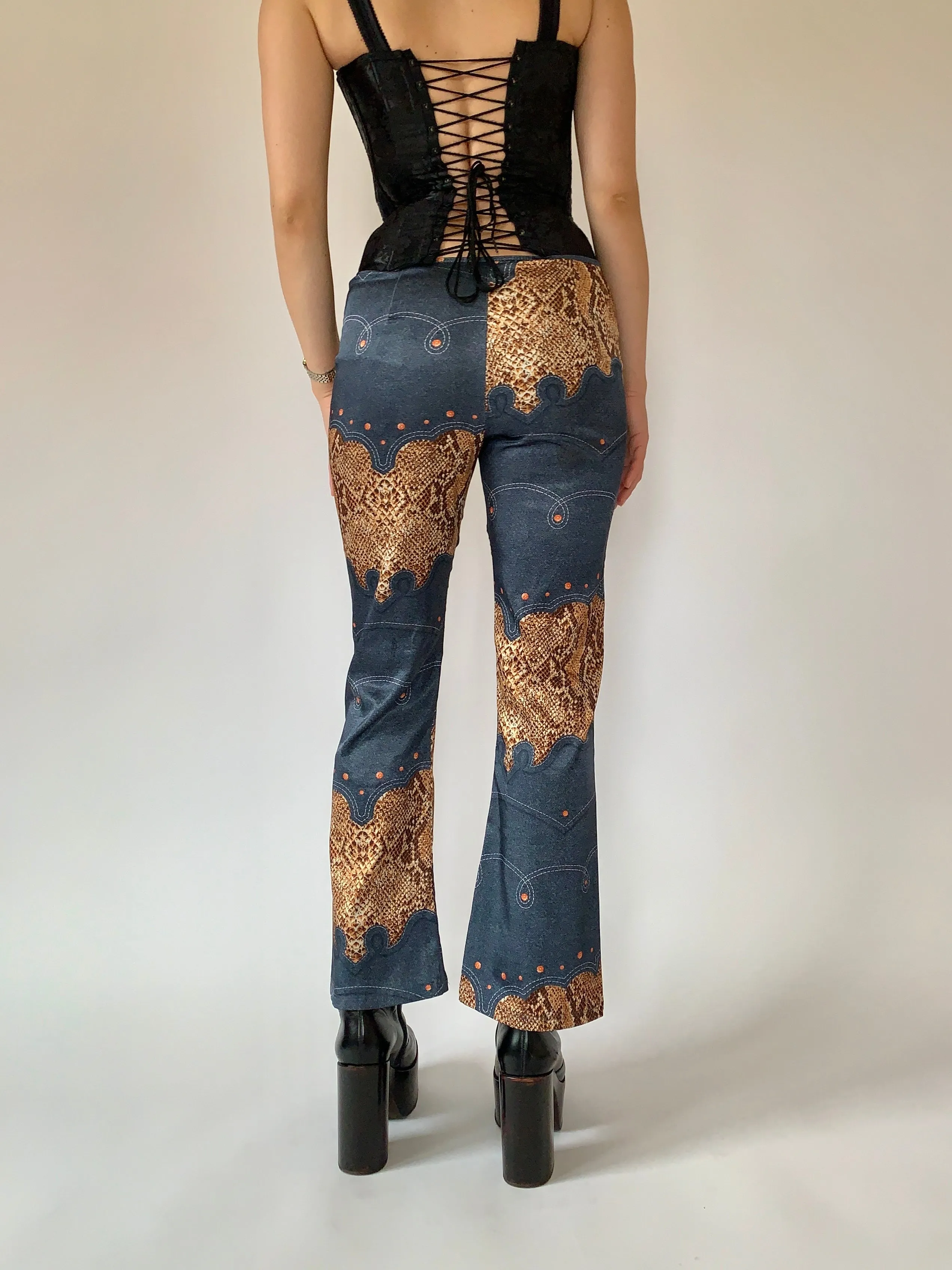 Vintage Snake & Denim Print Pants - S/M