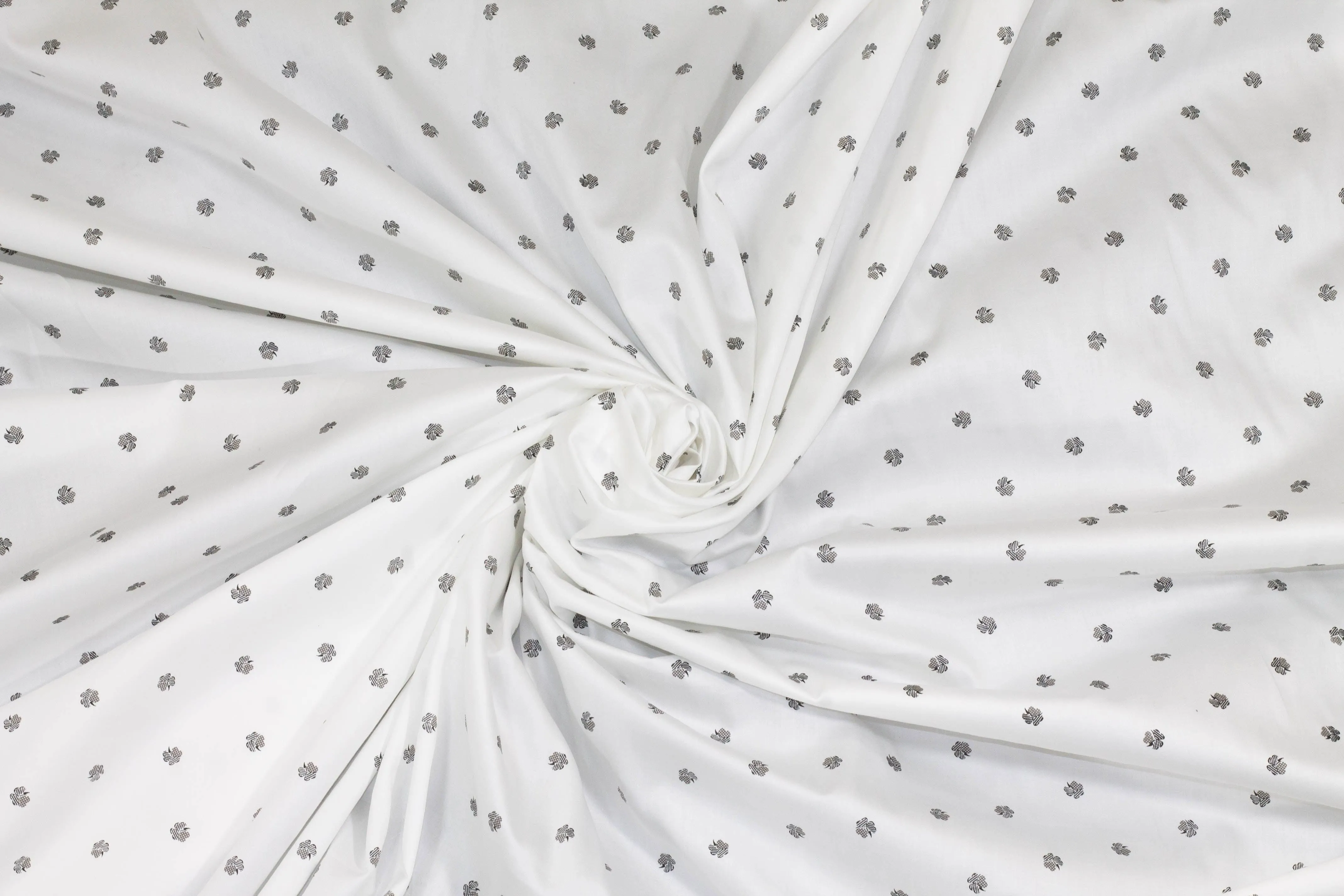 White and Black Floral Italian Cotton Sateen