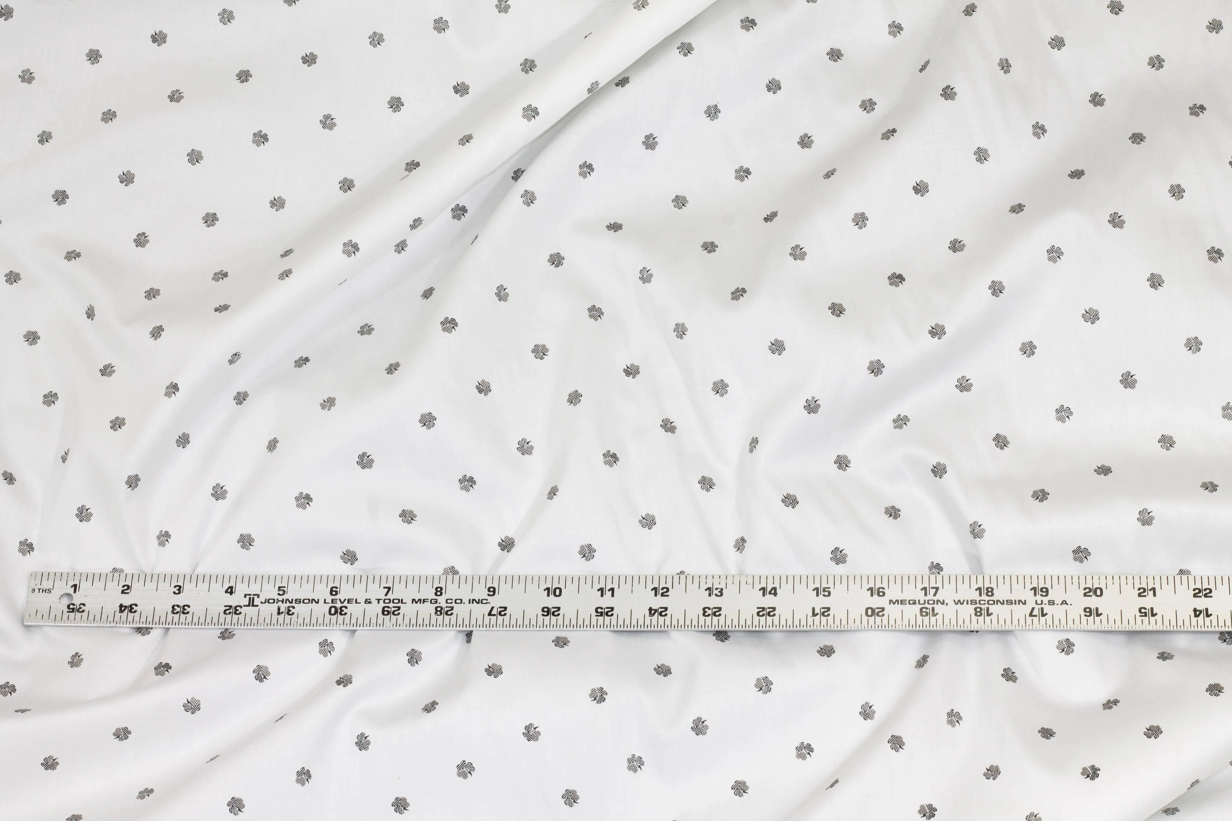 White and Black Floral Italian Cotton Sateen