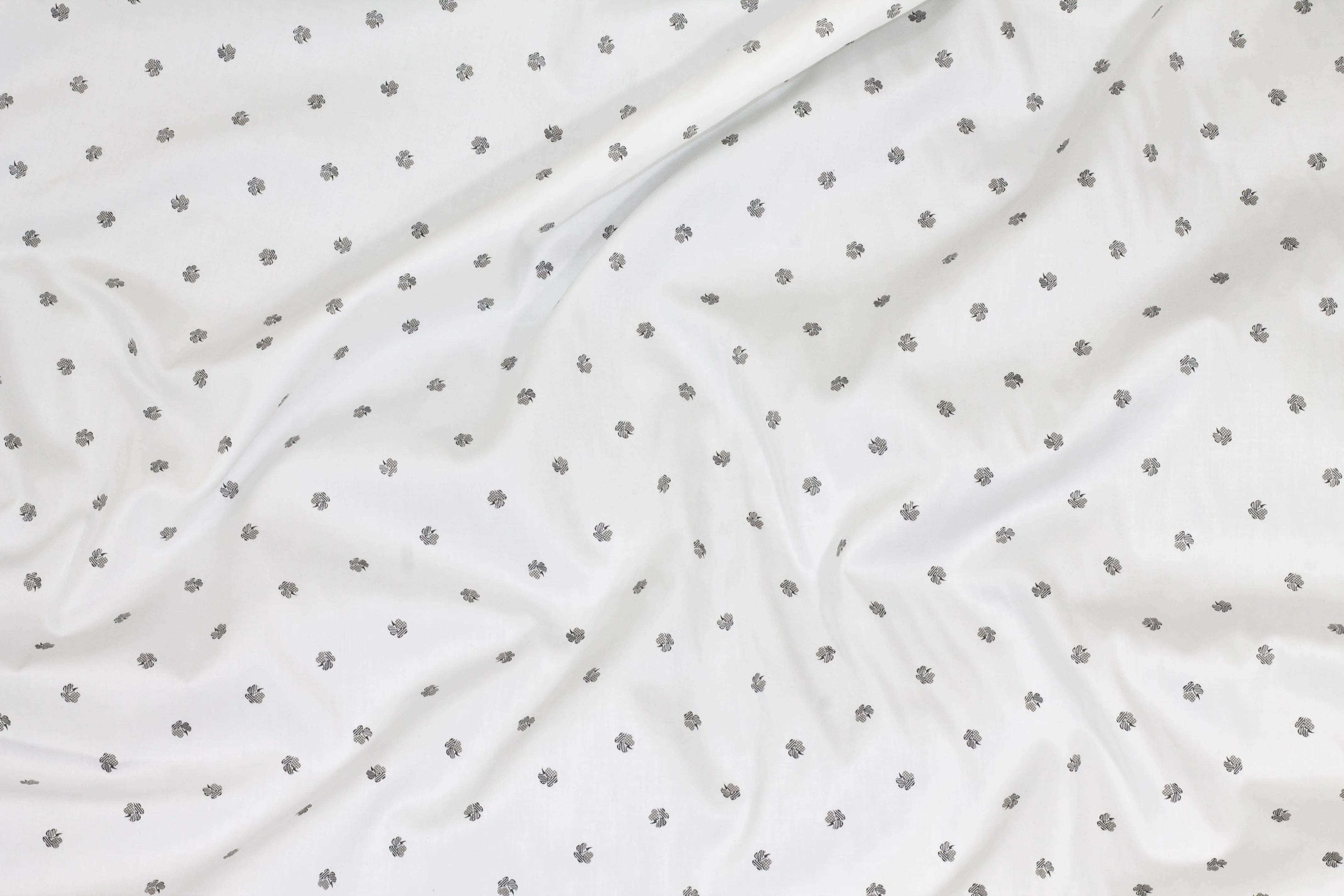 White and Black Floral Italian Cotton Sateen