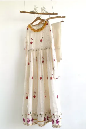 White lotus anarkali kurta set