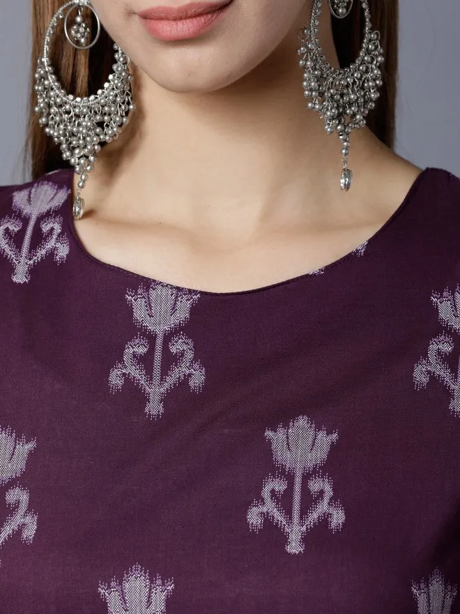 Women Purple Printed Maxi Ethnic Dress