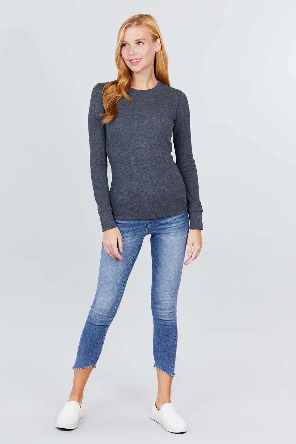 Women's Long Sleeve Crew Neck Long Puff Sleeve Top