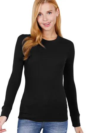 Women's Long Sleeve Crew Neck Long Puff Sleeve Top