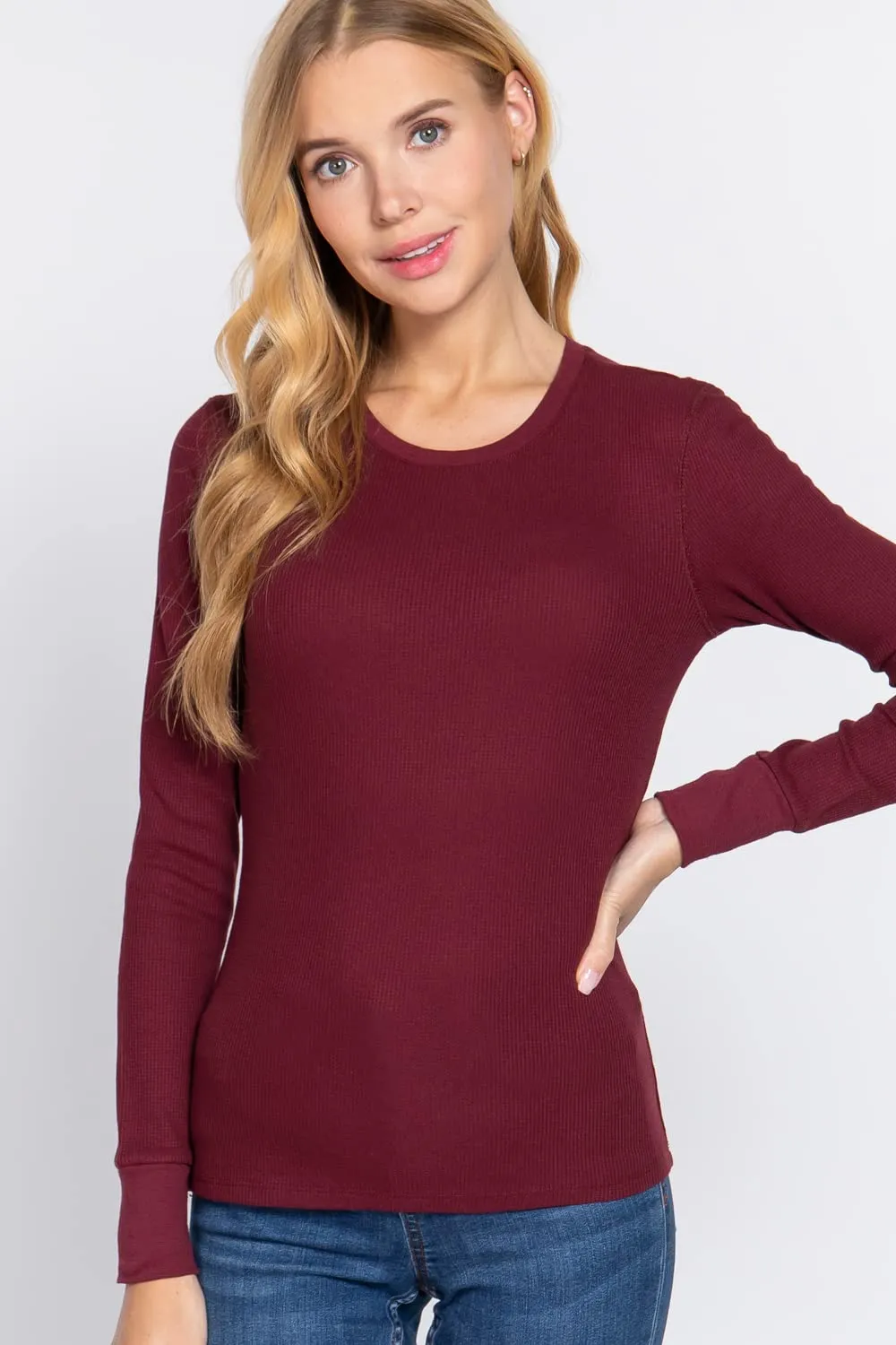 Women's Long Sleeve Crew Neck Long Puff Sleeve Top