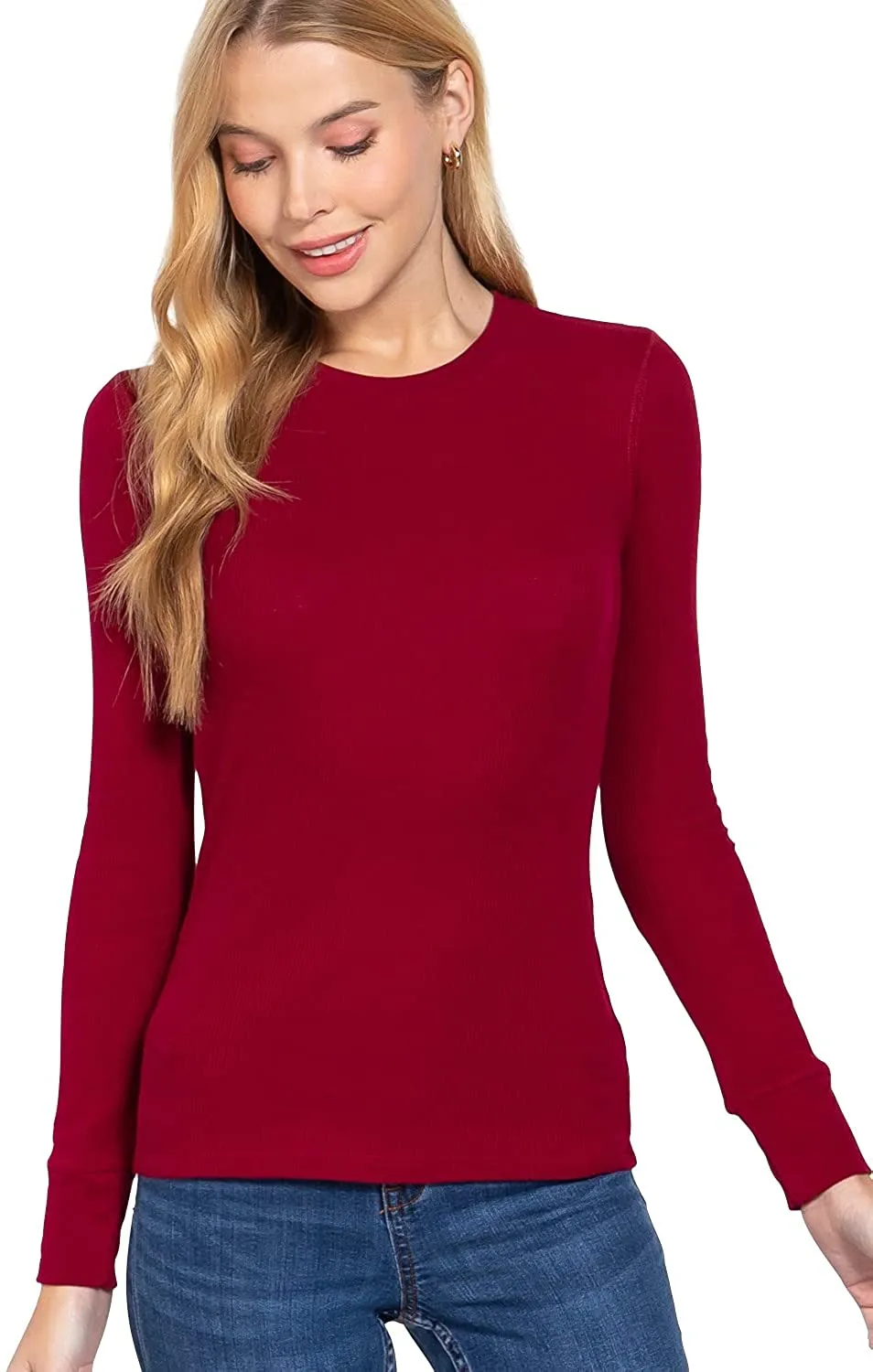 Women's Long Sleeve Crew Neck Long Puff Sleeve Top