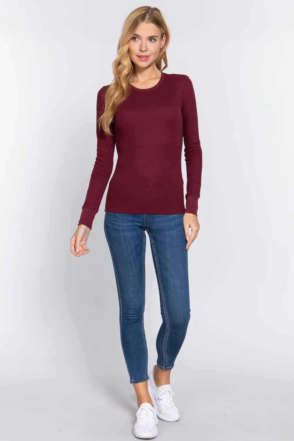 Women's Long Sleeve Crew Neck Long Puff Sleeve Top