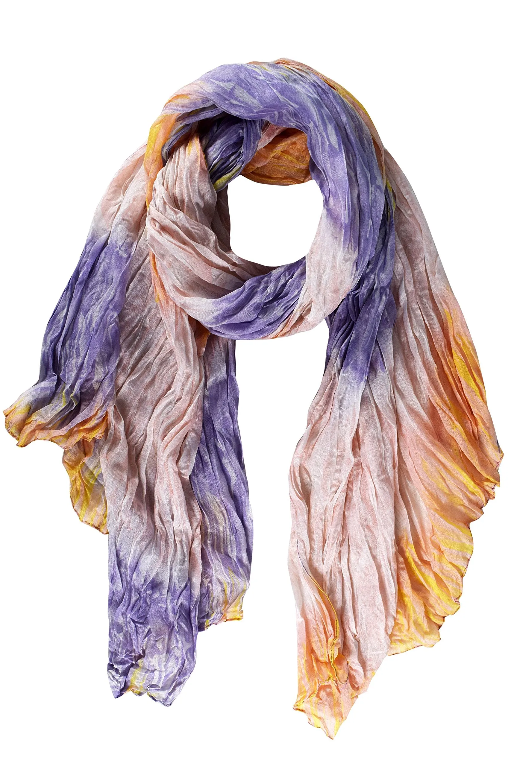 Women's Stylish Trendy Lightweight Crinkled Faded Tie Dye Scarf Sarong