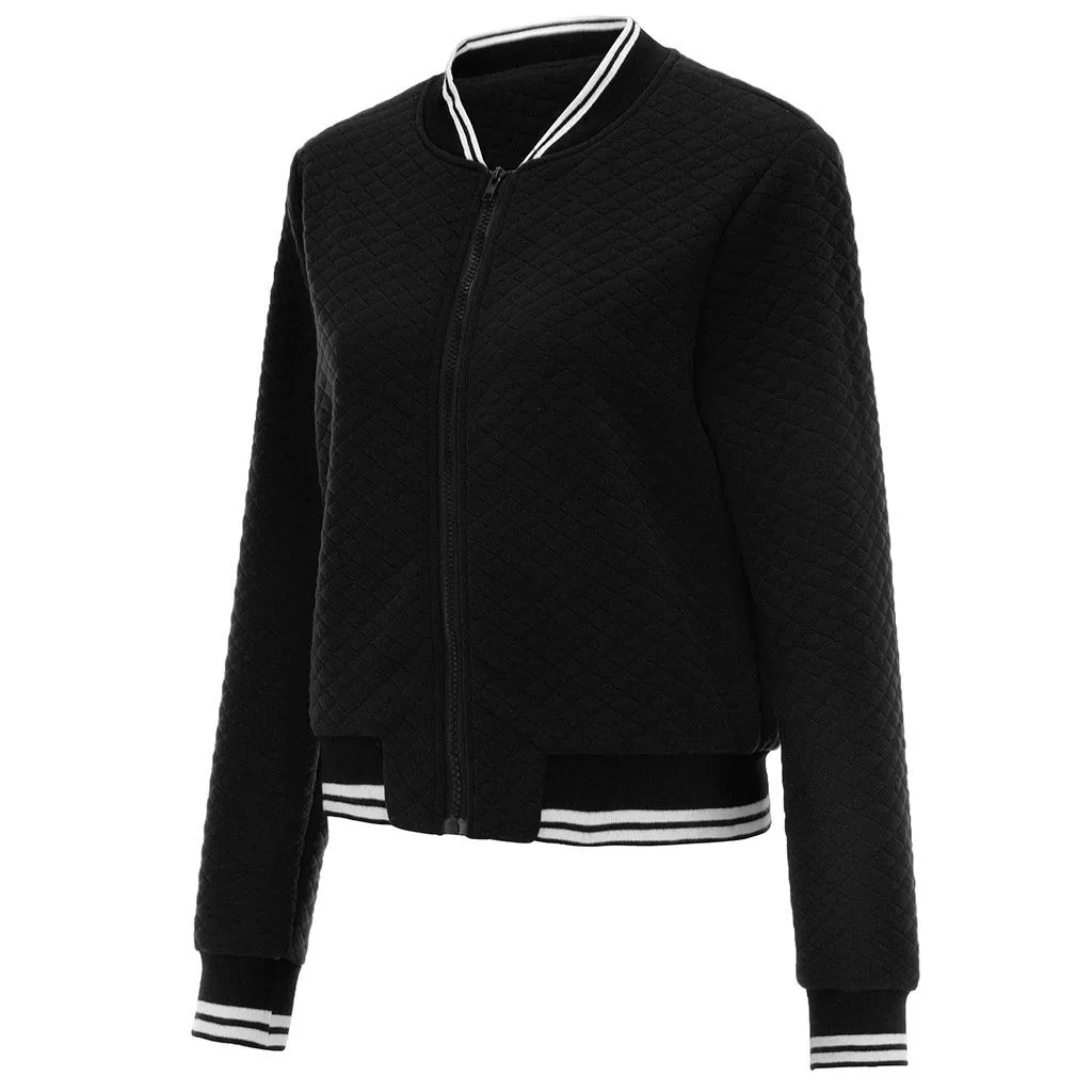 Women's zipper quilted bomber jacket fashion short jacket coat